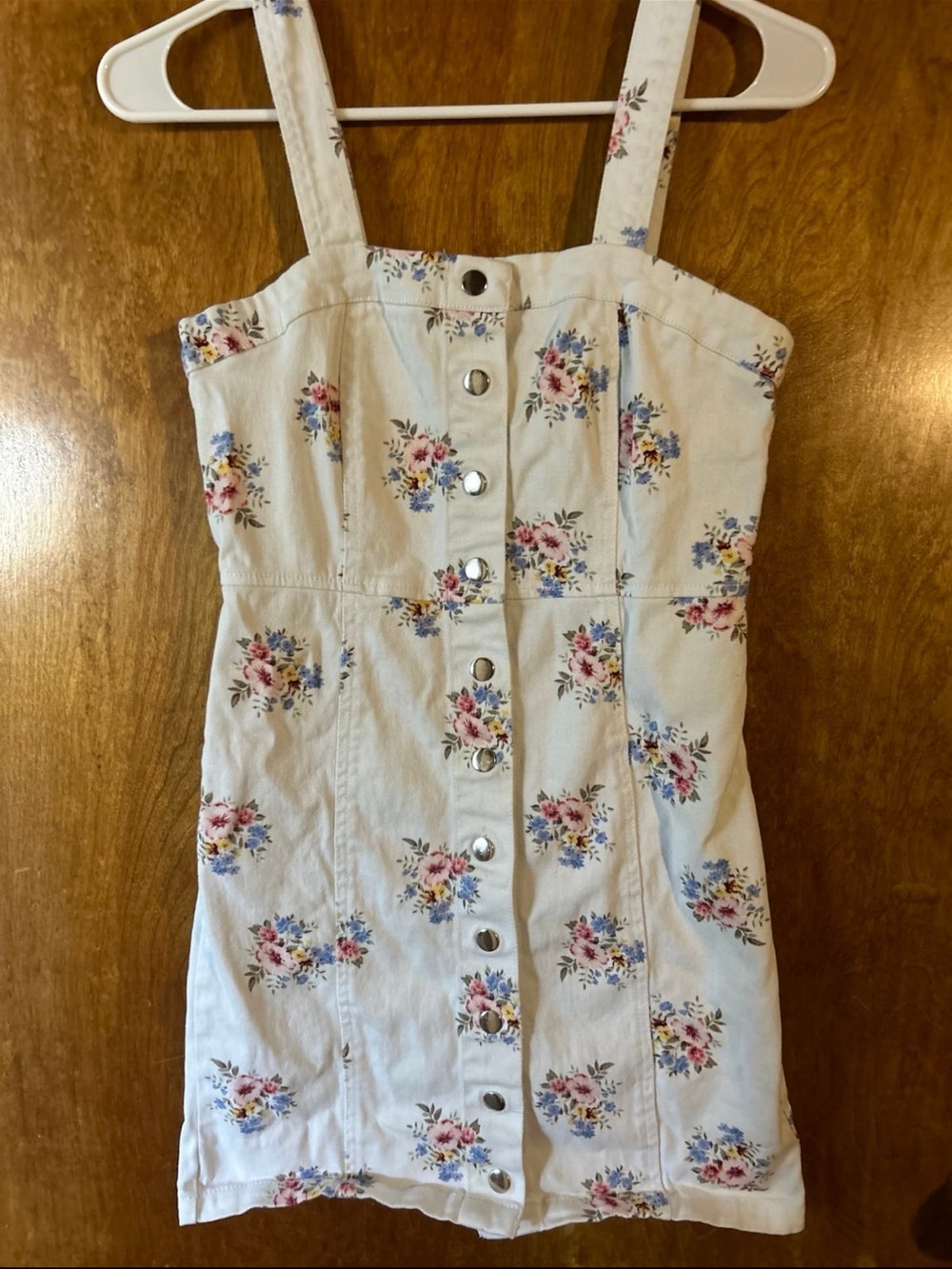 Rue+ White Denim Floral Button-Front Sundress - 2X